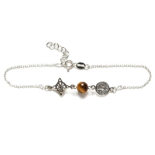 Pulsera Triple Protección mineral plata