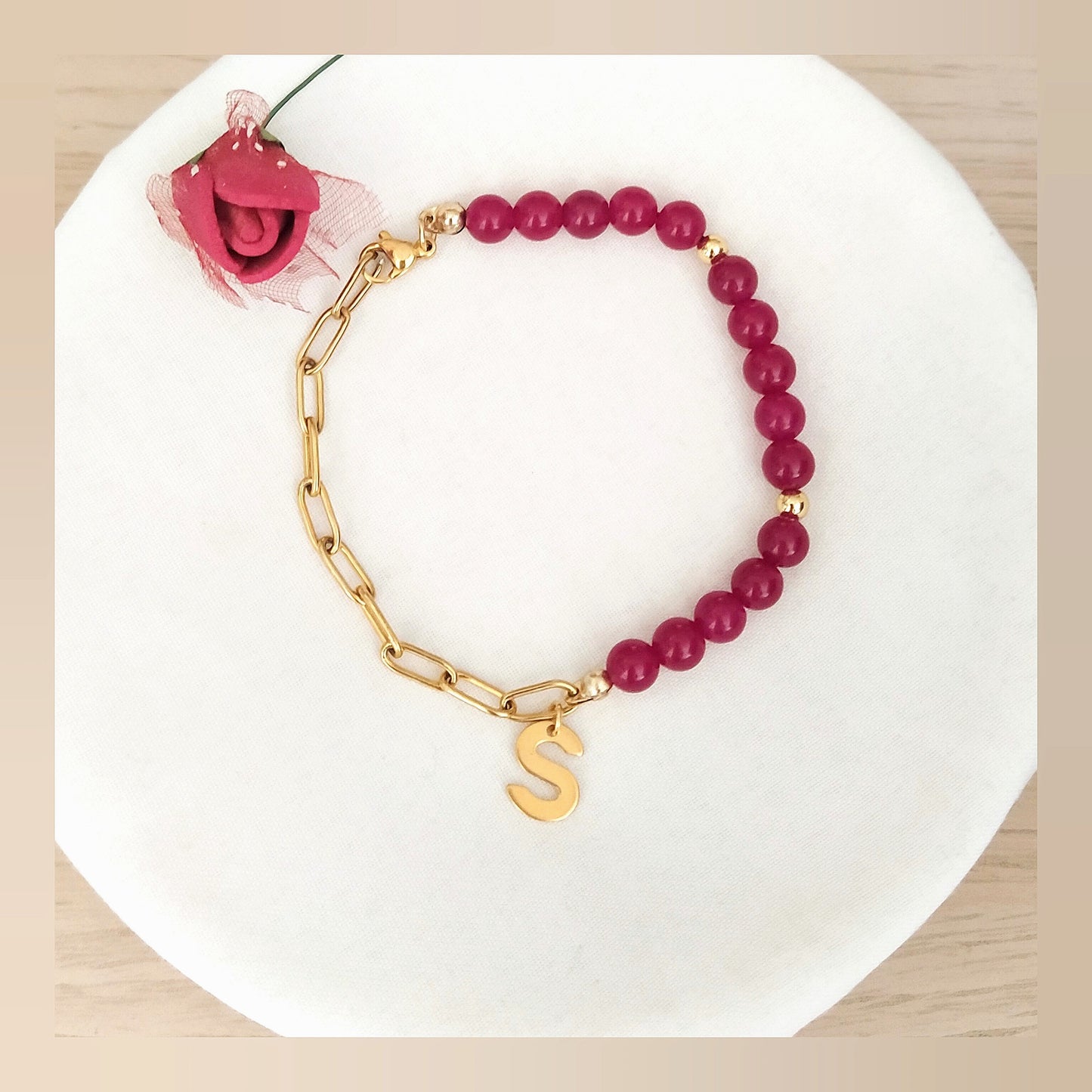 Pulsera Inicial mixta acero-mineral