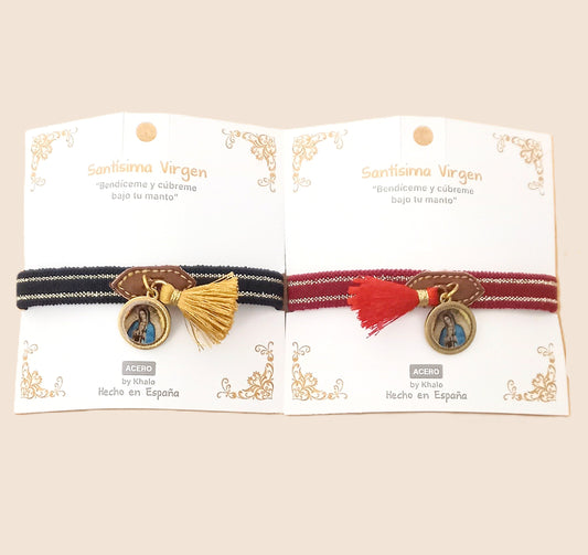 Pulsera cinta Virgen acero