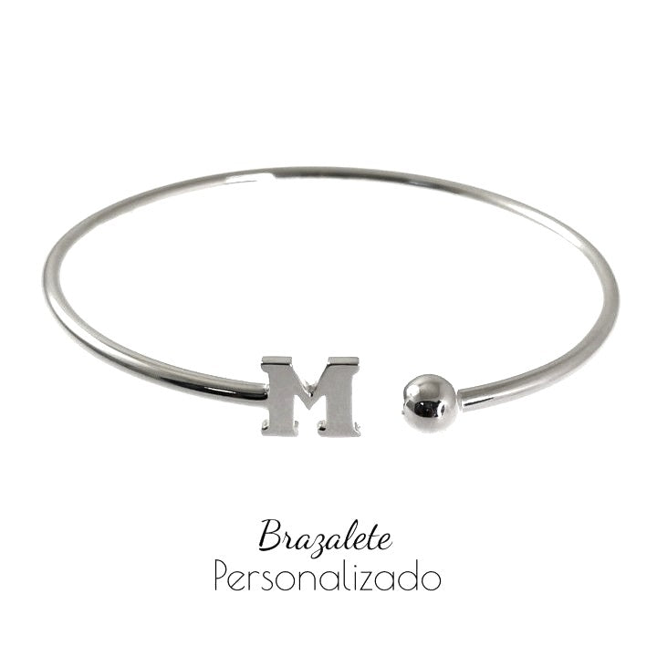 Pulsera rígida Letra plata