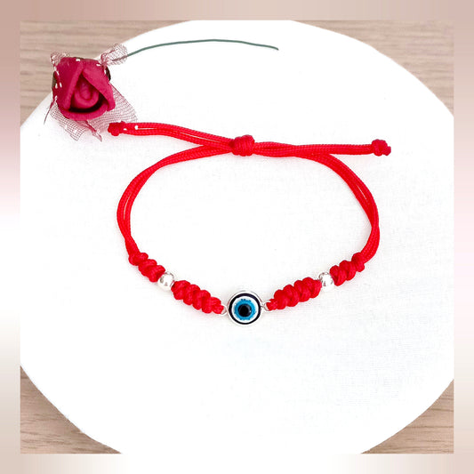 Pulsera roja Ojo turco plata