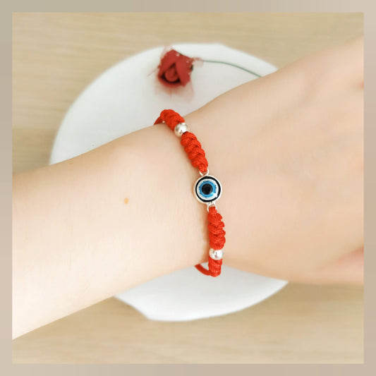 Pulsera roja Ojo turco plata