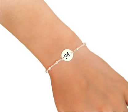 Pulsera cuadritos Inicial plata