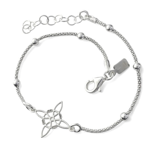 Pulsera Nudo Bruja y bolitas plata