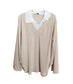 sueter fino beige con cuello camisa para mujer