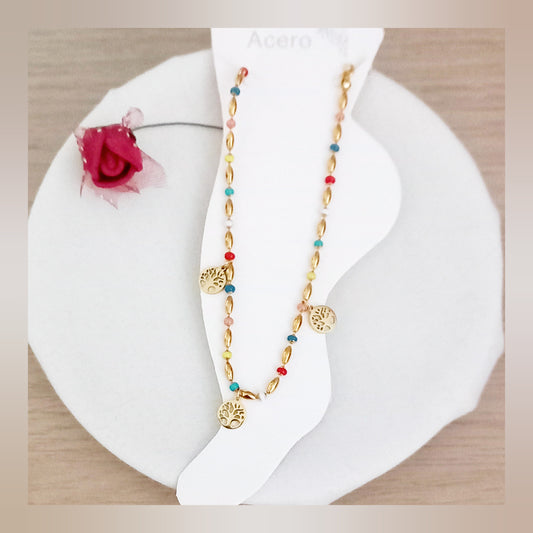 Tobillera árbol multicolor acero