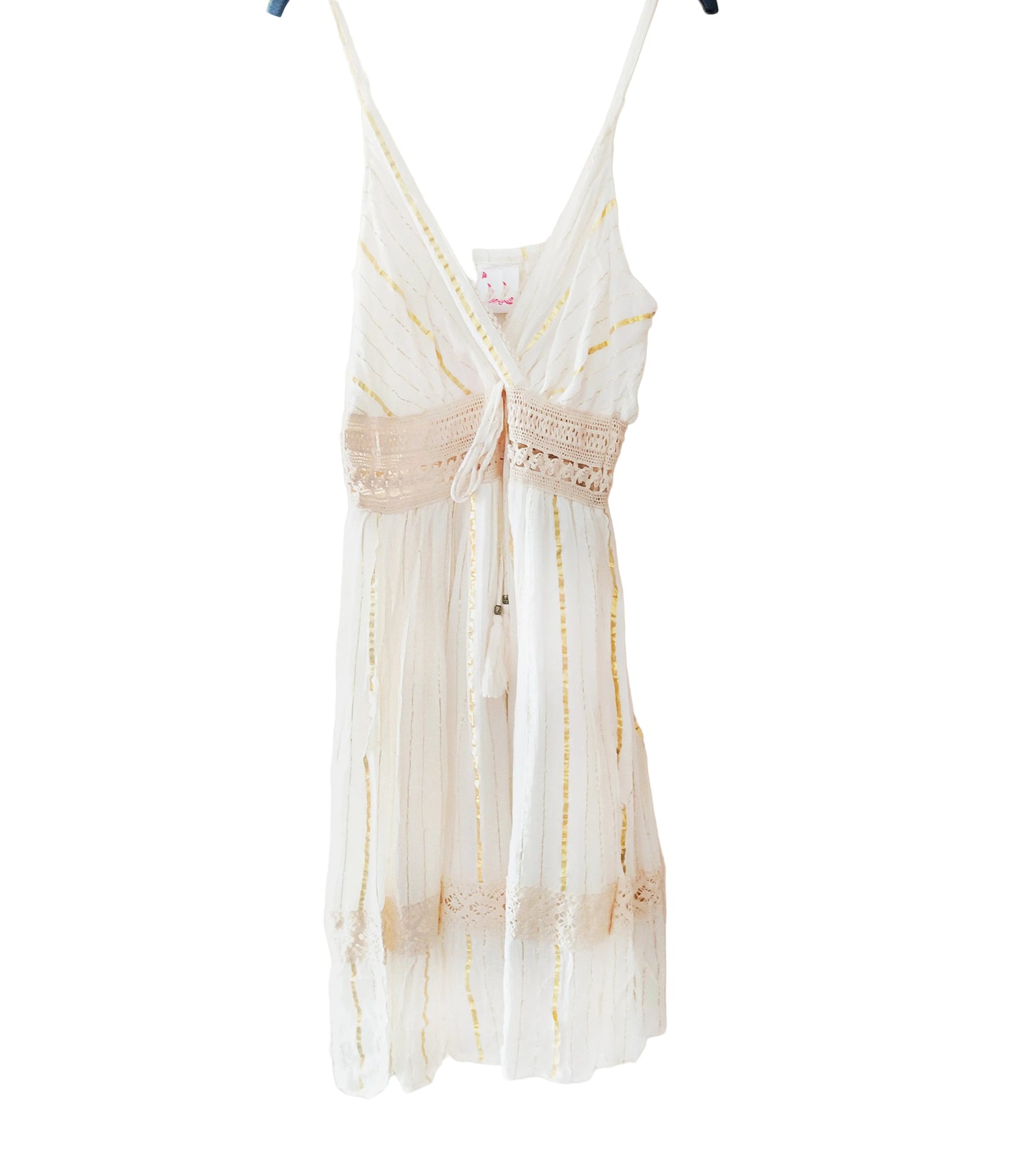 Vestido blanco-oro tirantes