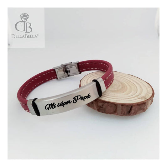 Pulsera cuero cosido personalizada