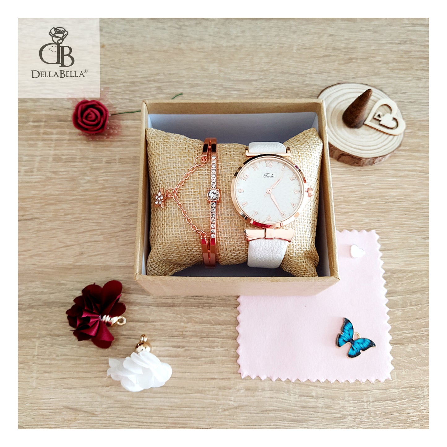 Conjunto reloj cuero + pulsera