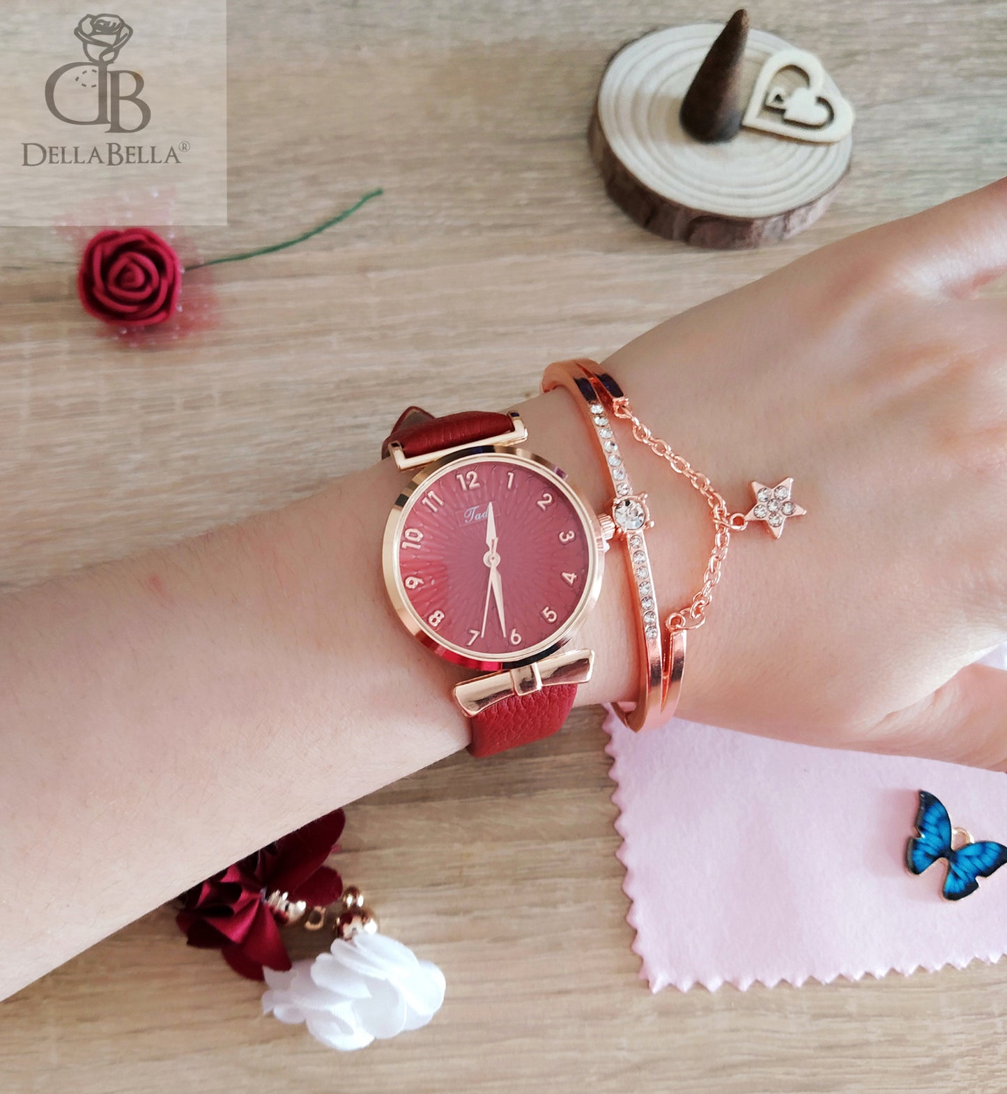 Conjunto reloj cuero + pulsera