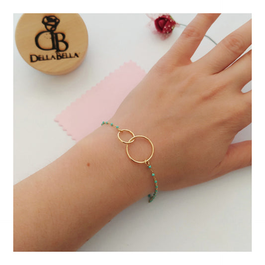 Pulsera doble círculo turquesas