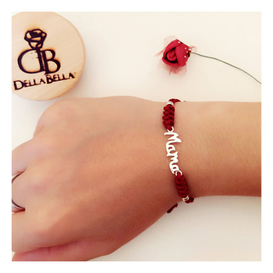 Pulsera cuerda mamá plata