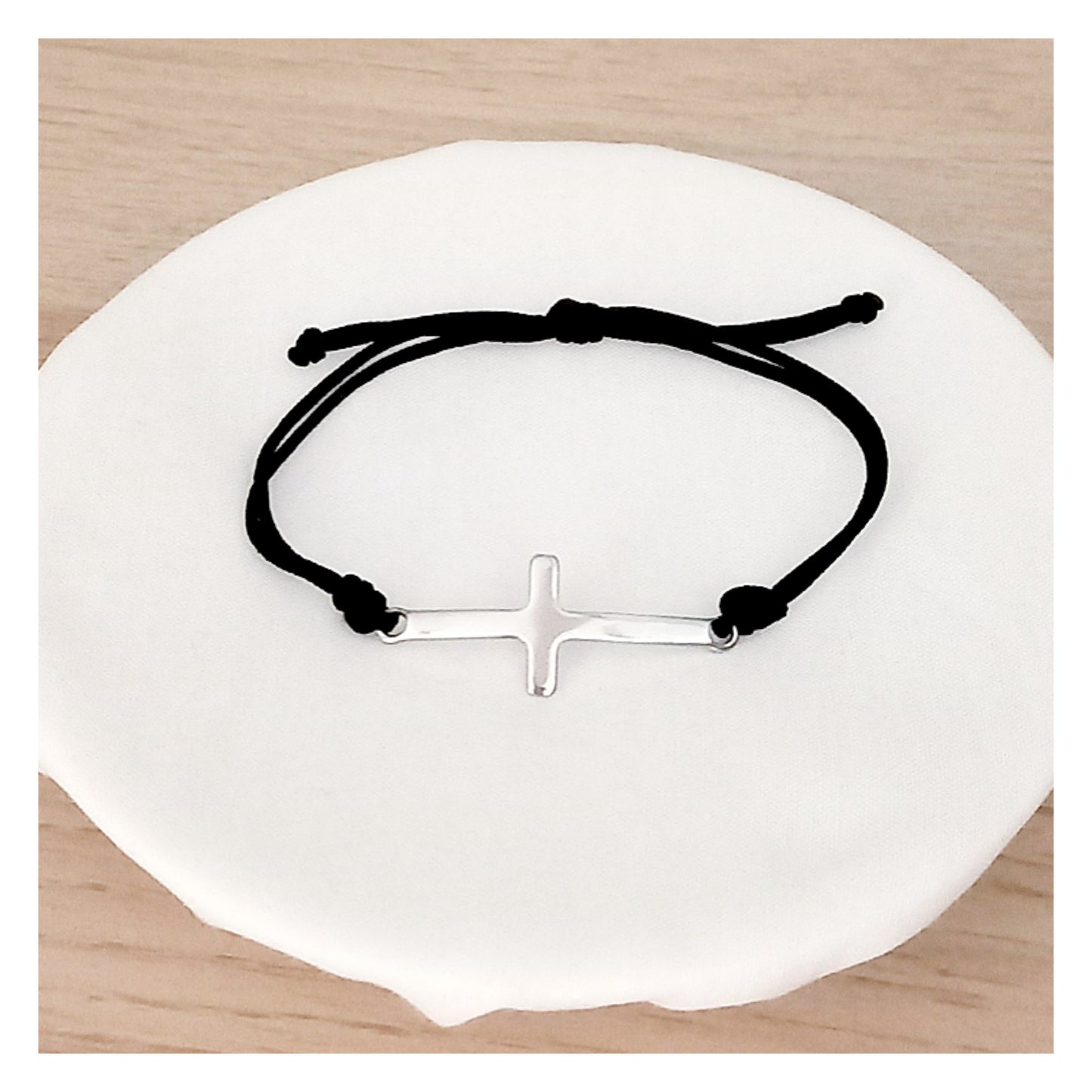 Pulsera cuerda Cruz en acero