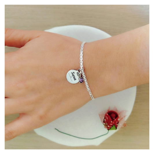 Pulsera personalizada placa + circonita