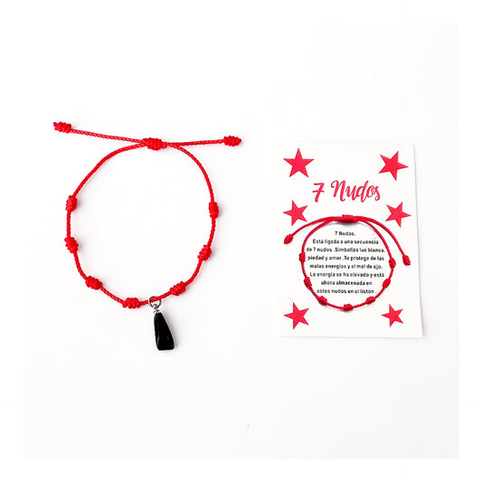 Pulsera roja 7 nudos puño