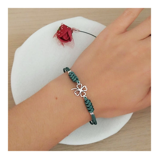 Pulsera Trébol de la suerte plata