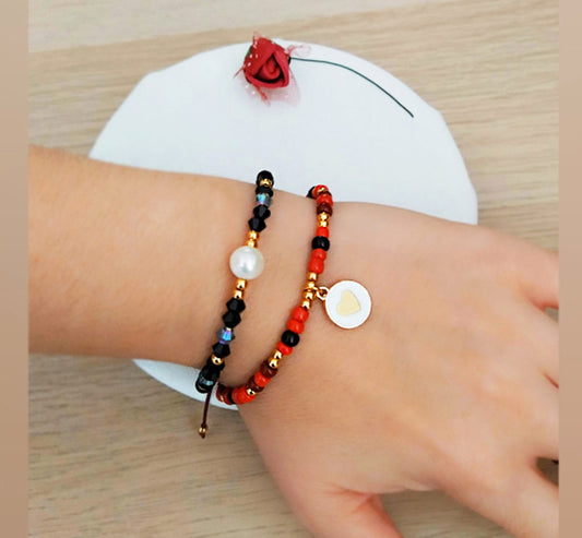 Pulsera bolitas y Corazón